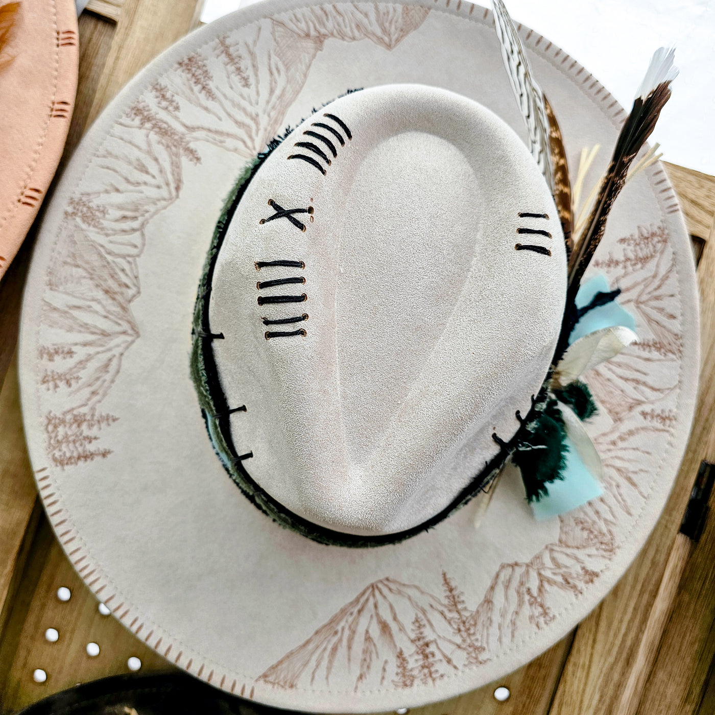 Mountain Magic || Ivory Suede Burned Wide Brim Hat