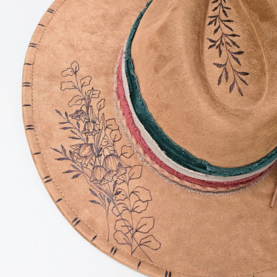 Lily of the Valley || Camel/Medium Tan Burned Wide Brim Hat