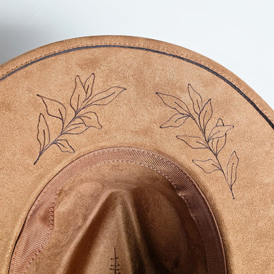 Double Trouble || Camel/Medium Tan Burned Wide Brim Hat