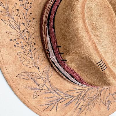 Double Trouble || Camel/Medium Tan Burned Wide Brim Hat