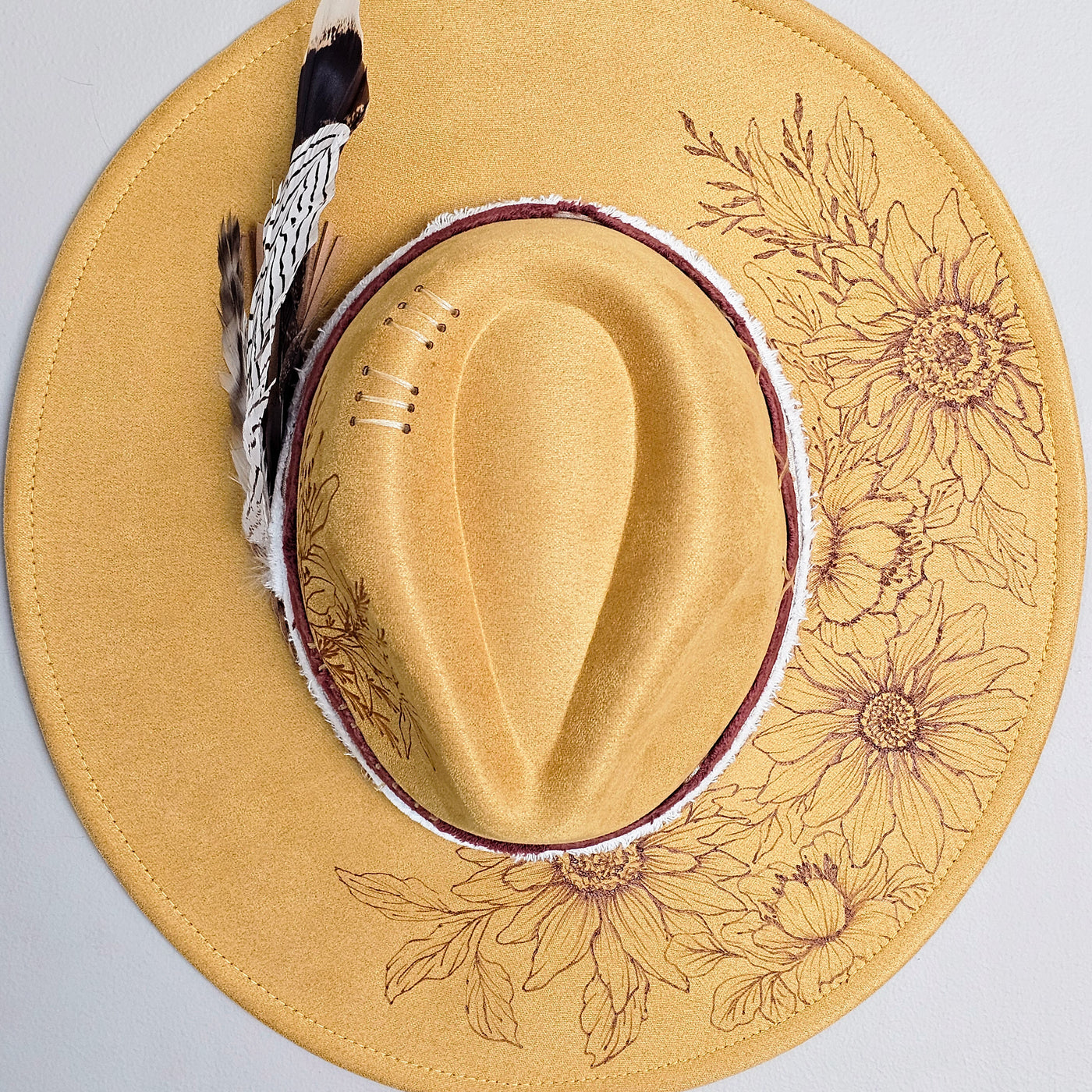 August || Mustard Suede Burned Wide Brim Hat