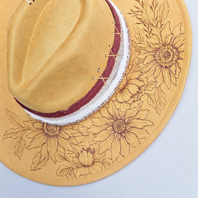 August || Mustard Suede Burned Wide Brim Hat