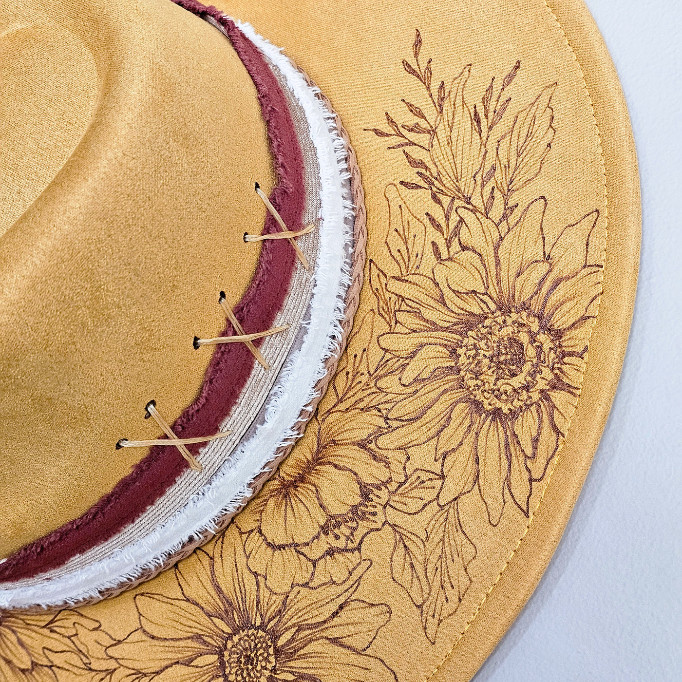 August || Mustard Suede Burned Wide Brim Hat