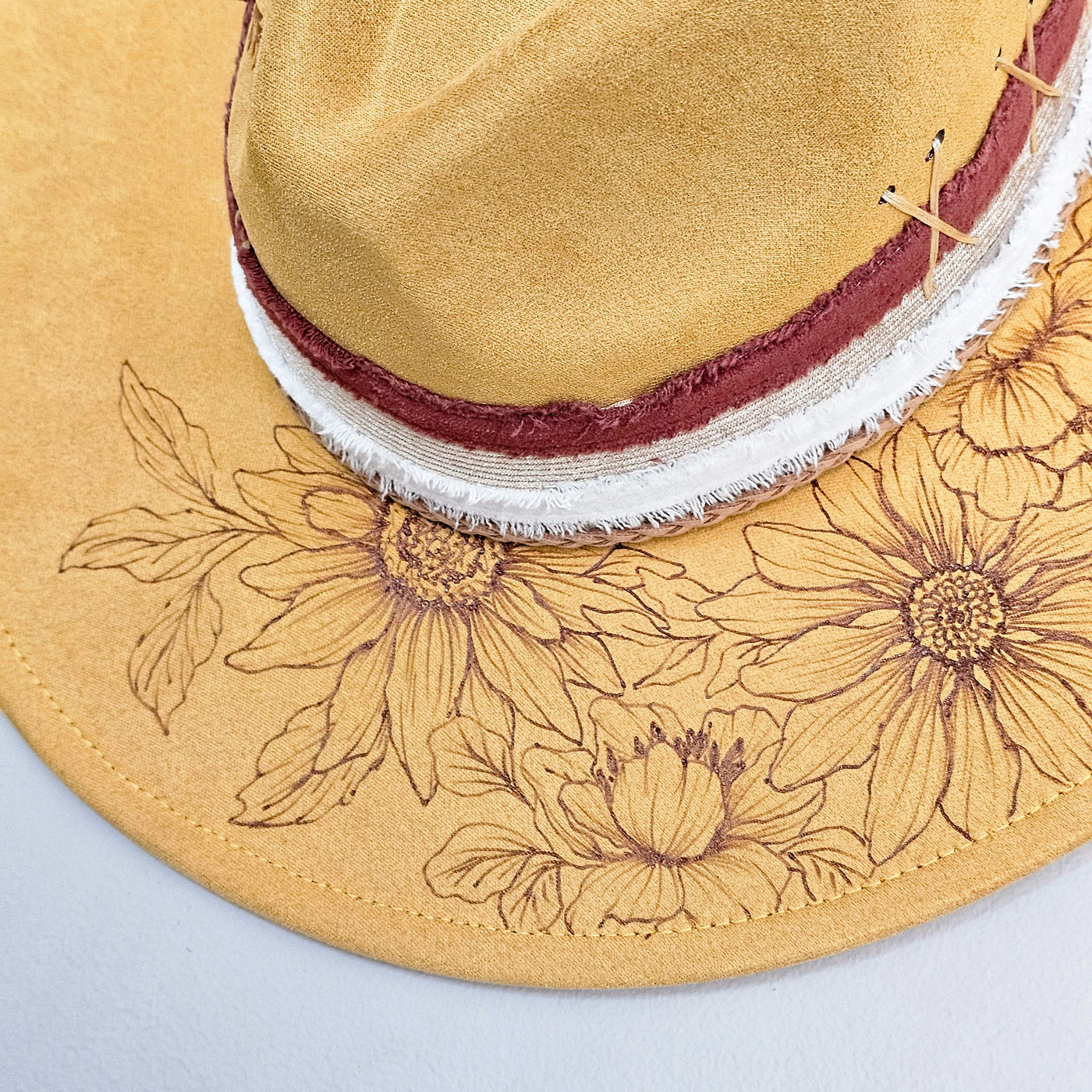 August || Mustard Suede Burned Wide Brim Hat