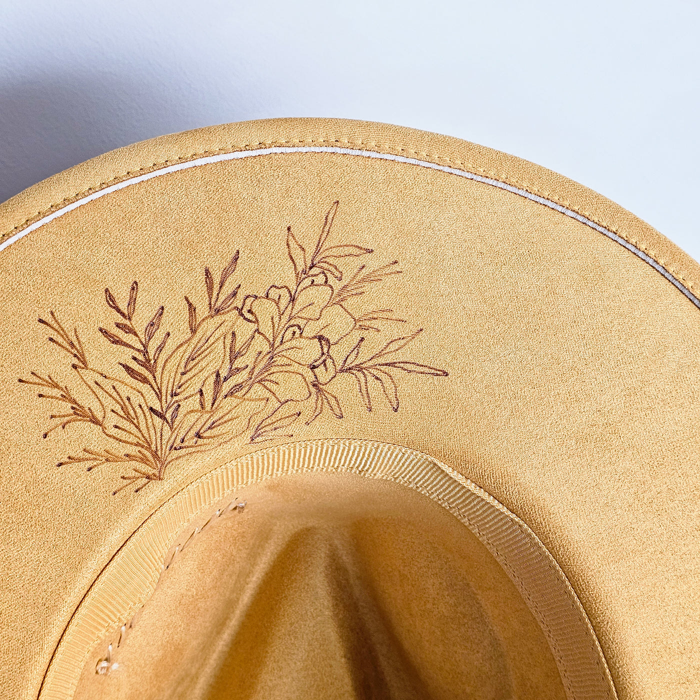 August || Mustard Suede Burned Wide Brim Hat