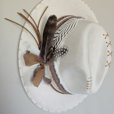 Graceful Garden || Ivory Burned Skinny Brim Hat