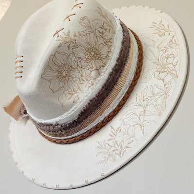 Graceful Garden || Ivory Burned Skinny Brim Hat