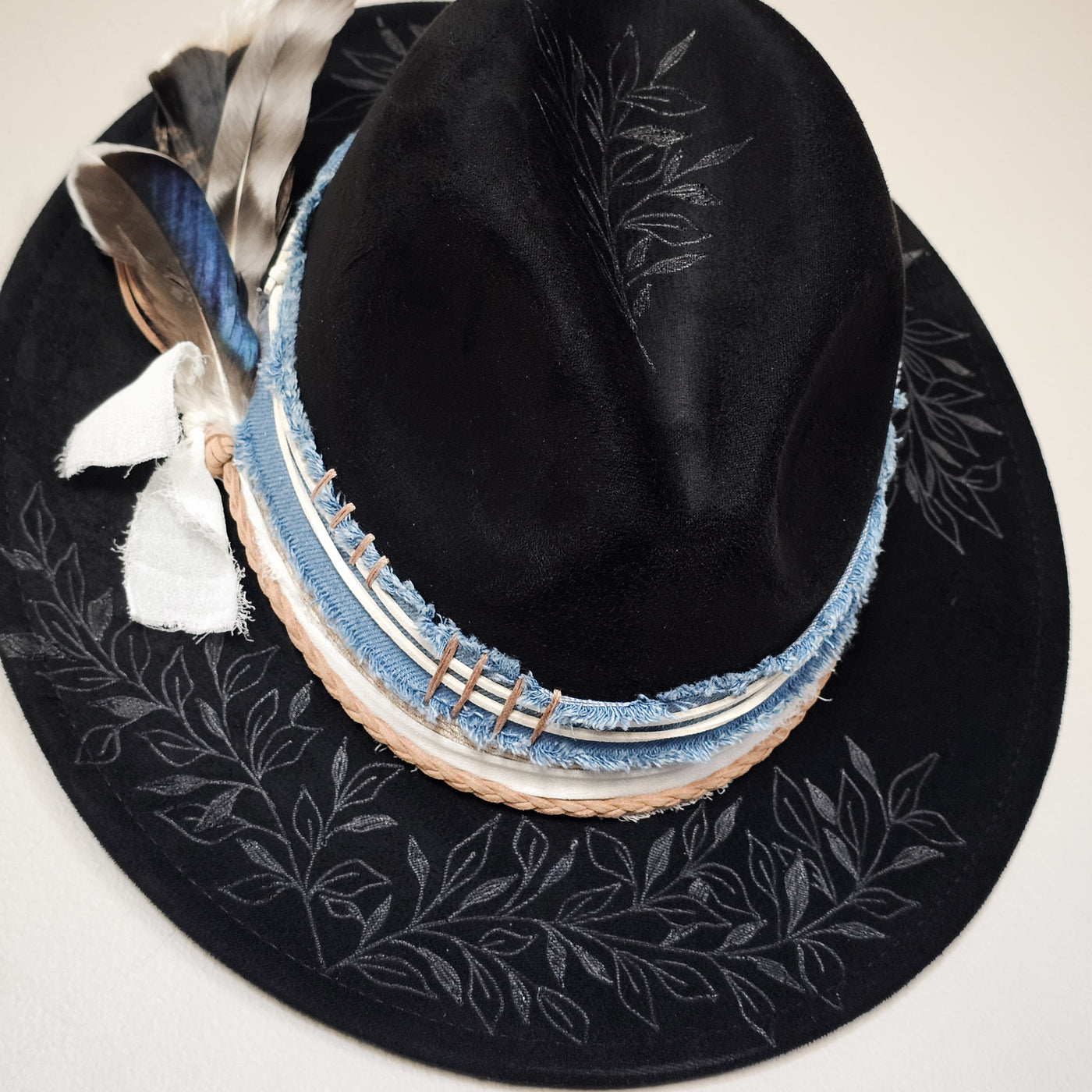 Little Black Hat || Black Burned Skinny Brim Hat