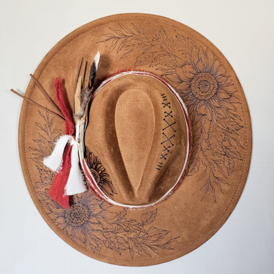 Queen of Hearts || Camel/Medium Tan Burned Wide Brim Hat