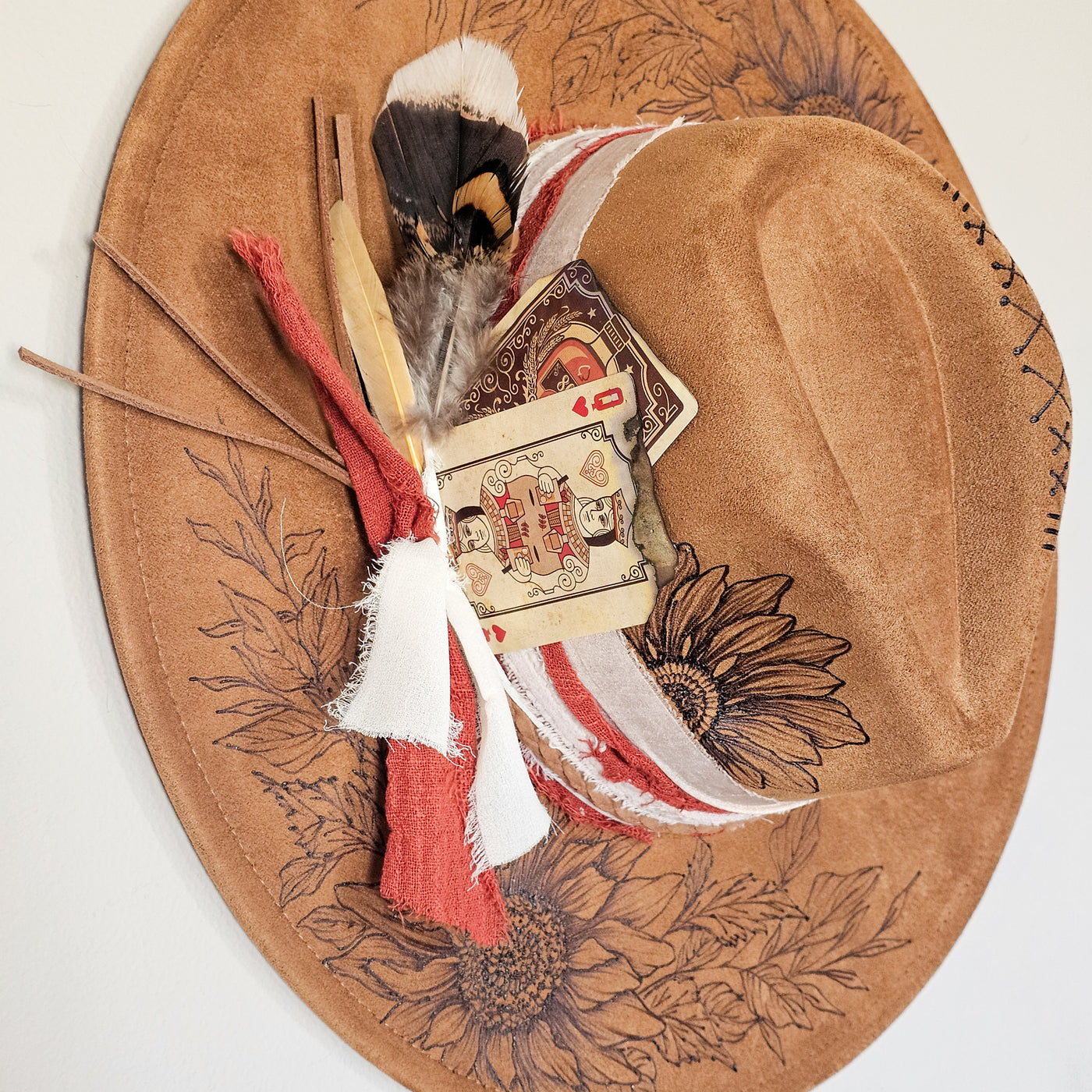 Queen of Hearts || Camel/Medium Tan Burned Wide Brim Hat