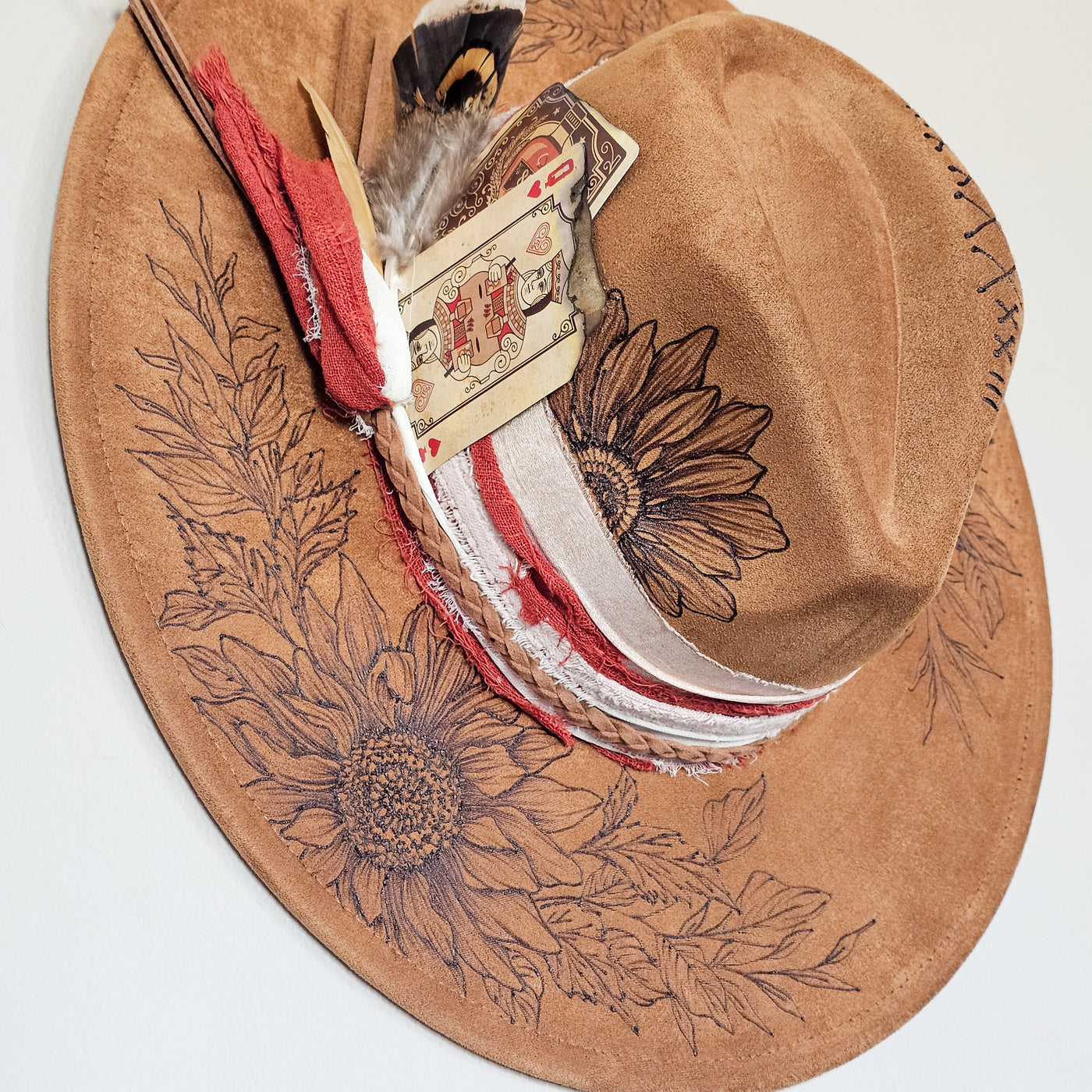 Queen of Hearts || Camel/Medium Tan Burned Wide Brim Hat