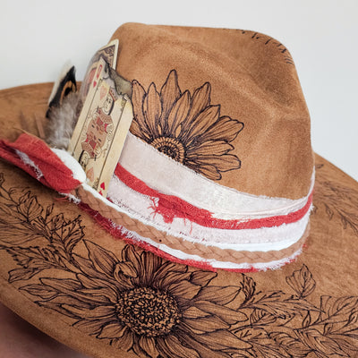 Queen of Hearts || Camel/Medium Tan Burned Wide Brim Hat