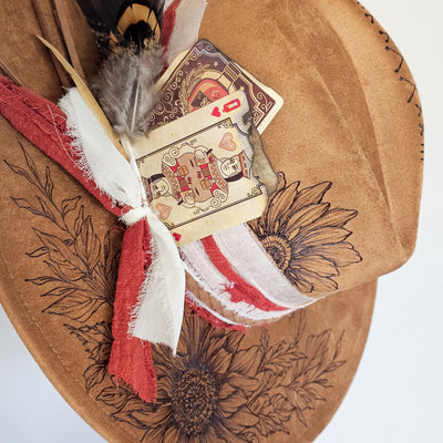 Queen of Hearts || Camel/Medium Tan Burned Wide Brim Hat