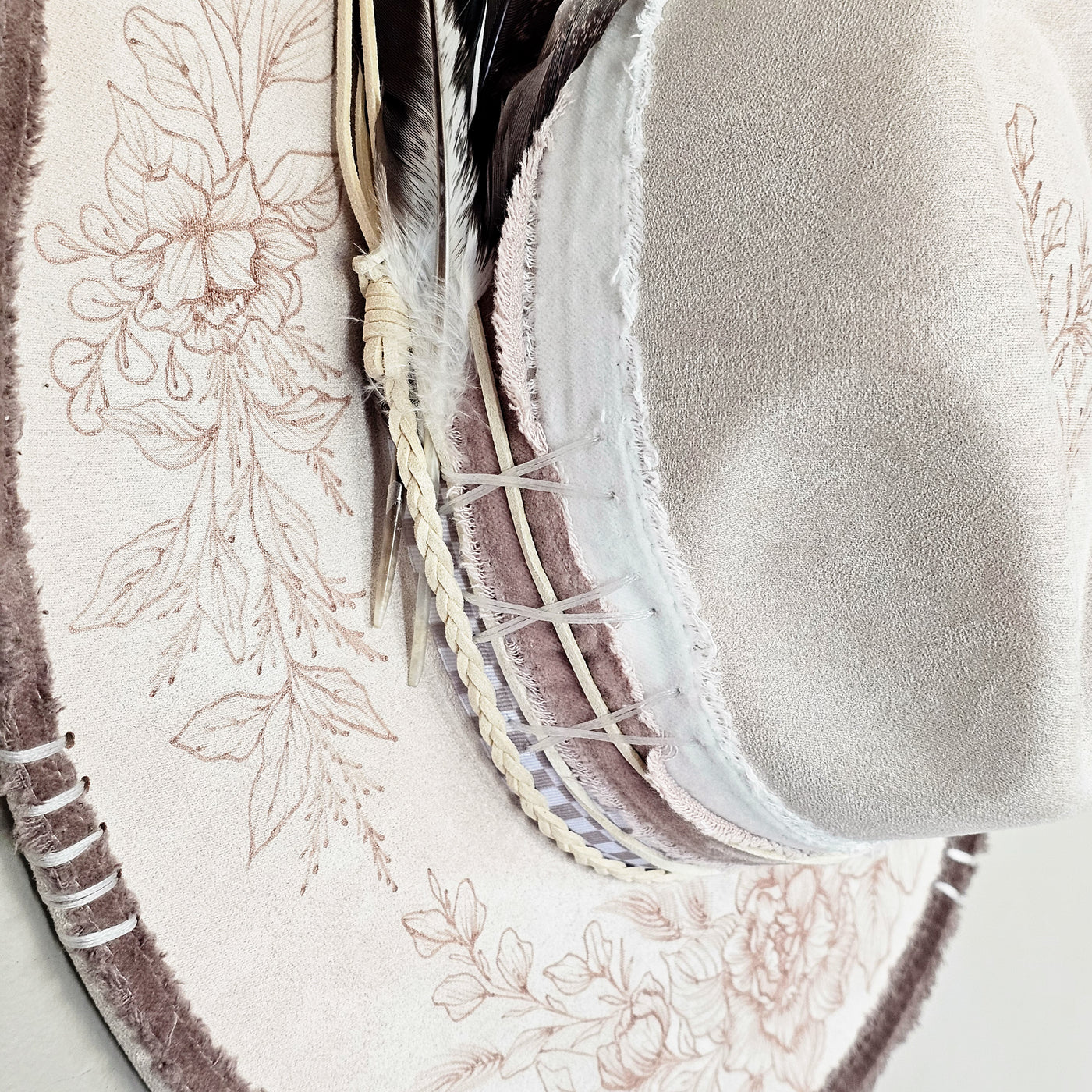 Country Glam || Ivory Suede Burned Wide Brim Hat