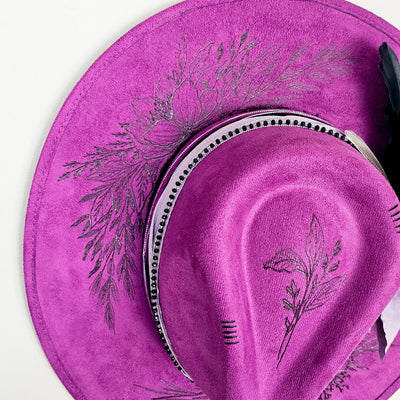 Purple Haze |M| Purple Suede Burned Stiff Wide Brim Hat