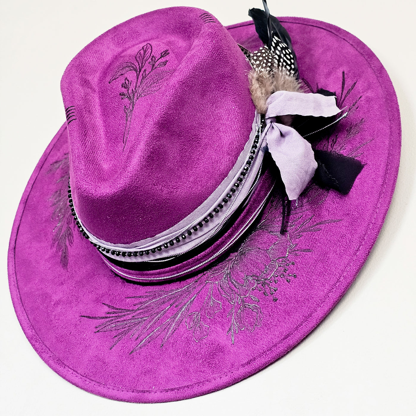 Purple Haze |M| Purple Suede Burned Stiff Wide Brim Hat