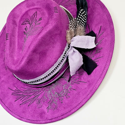 Purple Haze |M| Purple Suede Burned Stiff Wide Brim Hat