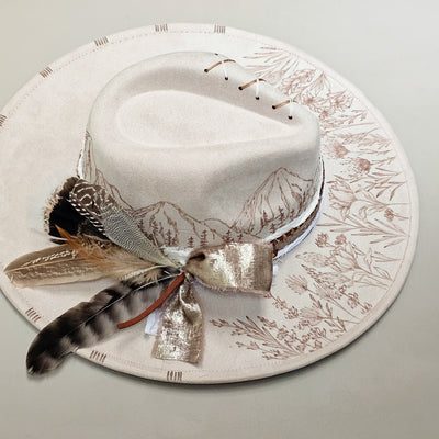 Wildflower Mountain || Ivory Suede Burned Wide Brim Hat