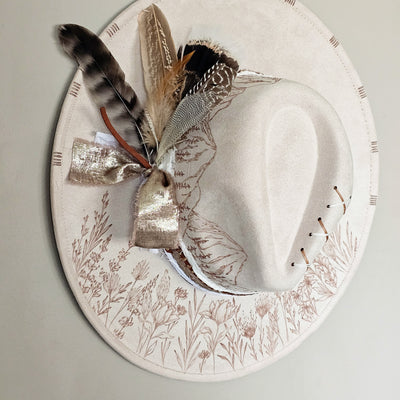 Wildflower Mountain || Ivory Suede Burned Wide Brim Hat