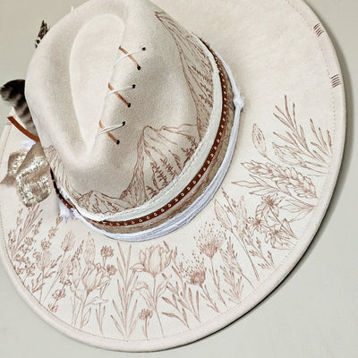 Wildflower Mountain || Ivory Suede Burned Wide Brim Hat