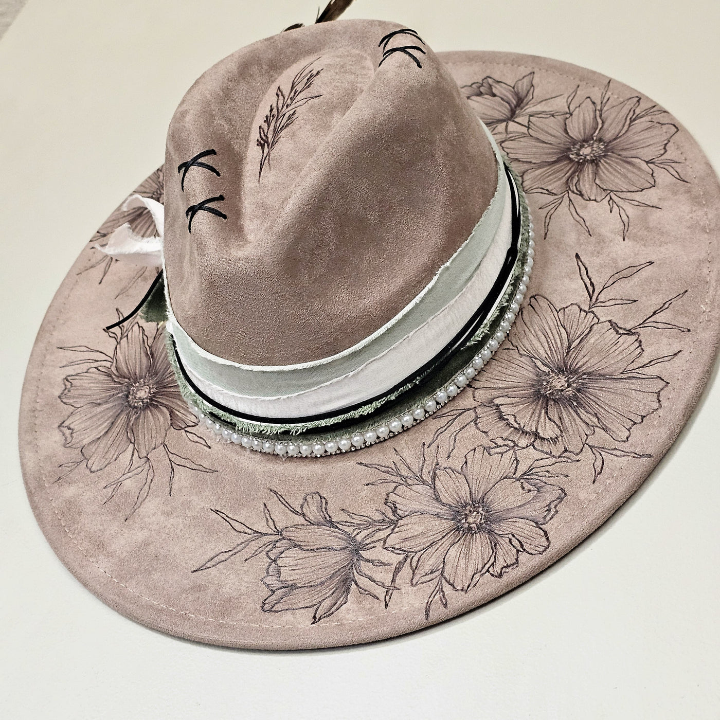 Concert Ready || Taupe Suede Burned Wide Brim Hat