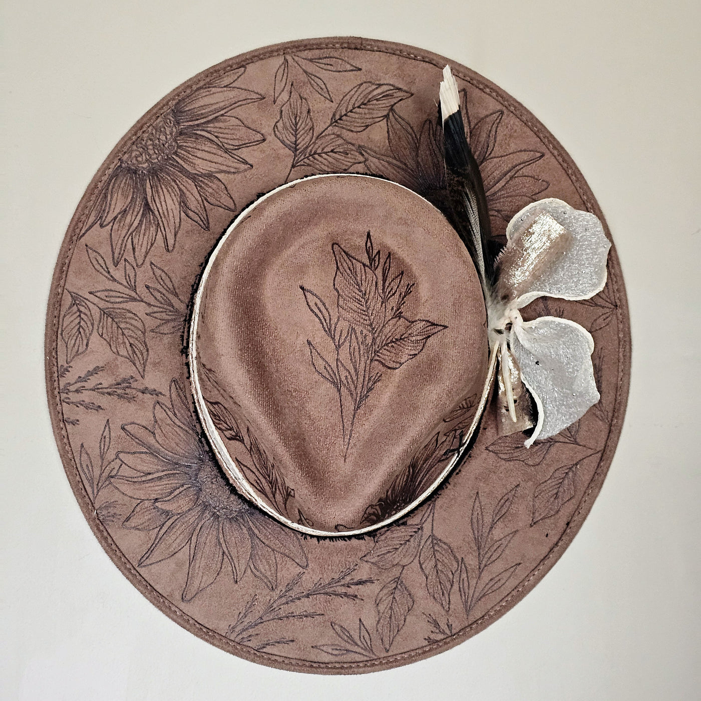 Walk Among the Sunflowers |L| Taupe Brown Burned Wide Brim Stiff Hat