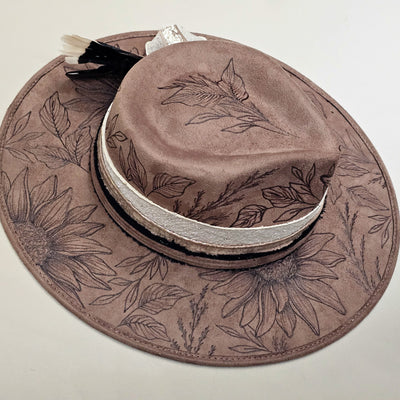 Walk Among the Sunflowers |L| Taupe Brown Burned Wide Brim Stiff Hat