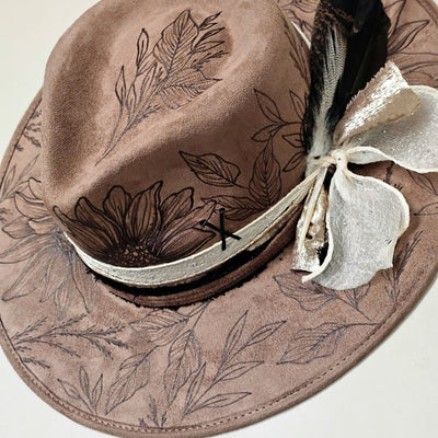 Walk Among the Sunflowers |L| Taupe Brown Burned Wide Brim Stiff Hat