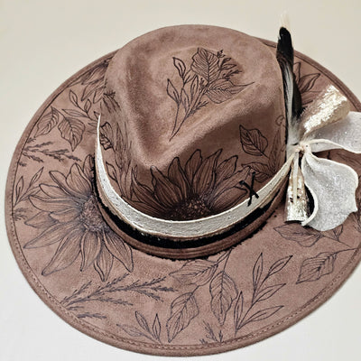 Walk Among the Sunflowers |L| Taupe Brown Burned Wide Brim Stiff Hat