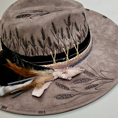 Wheat Country || Taupe Suede Burned Wide Brim Hat