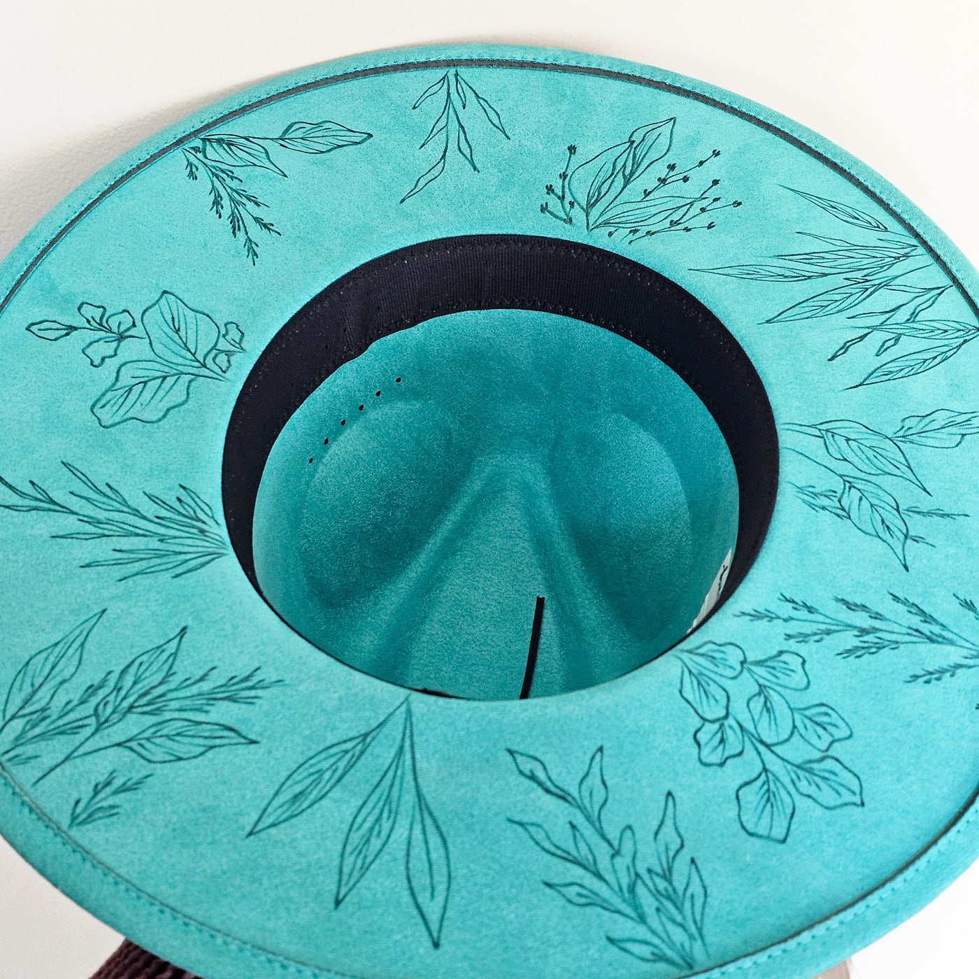 Let's Go Somewhere || Turquoise/Teal Suede Burned Wide Brim Hat