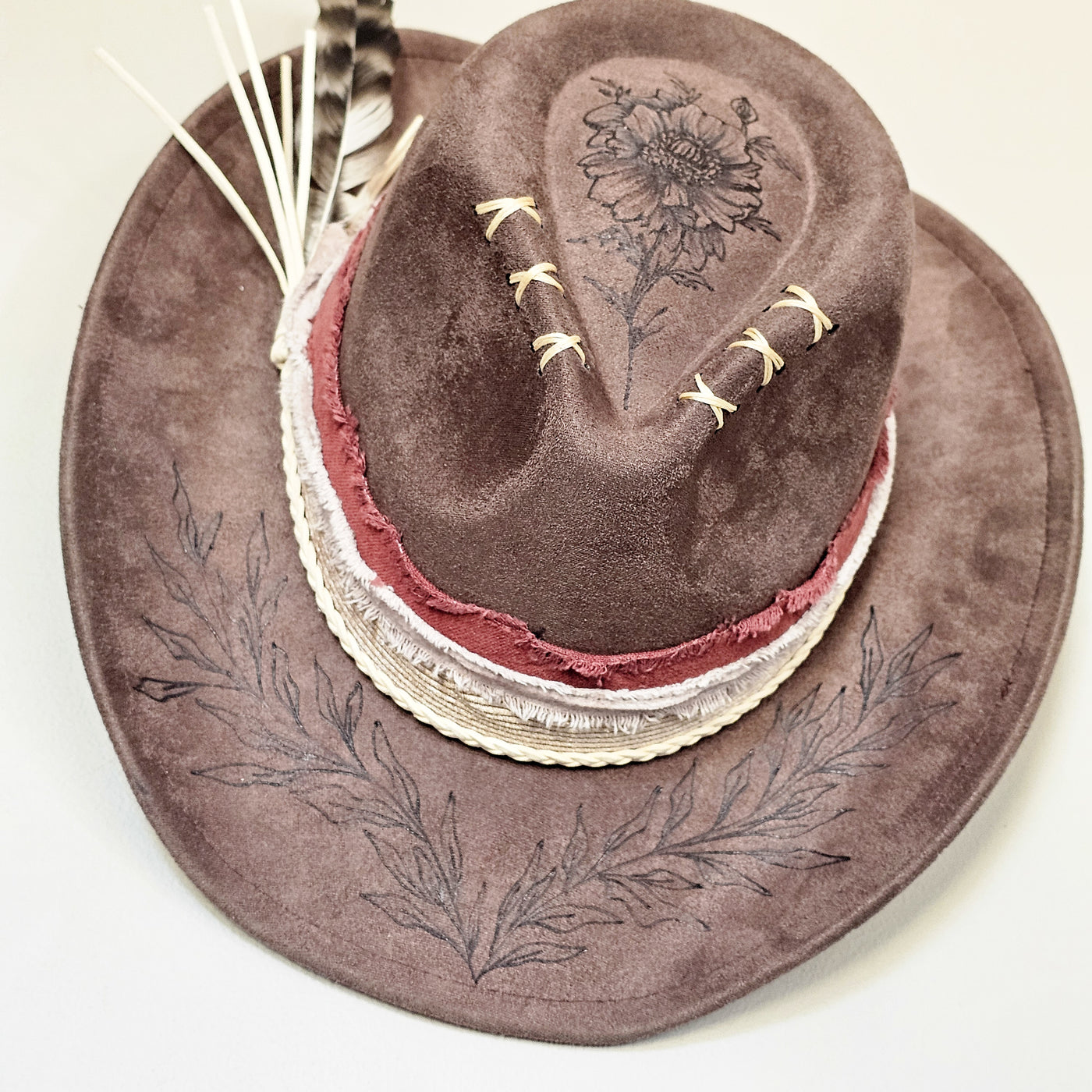 Country Girl || Taupe Burned Skinny Brim Cowboy Style Hat