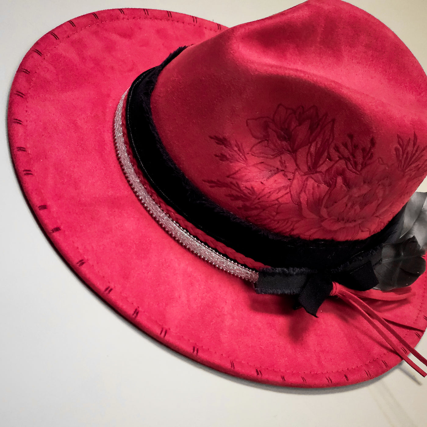 Ruby Red || Red Burned Skinny Brim Hat