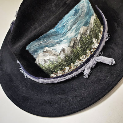 The Rockies || Black Hand Painted Skinny Brim Hat