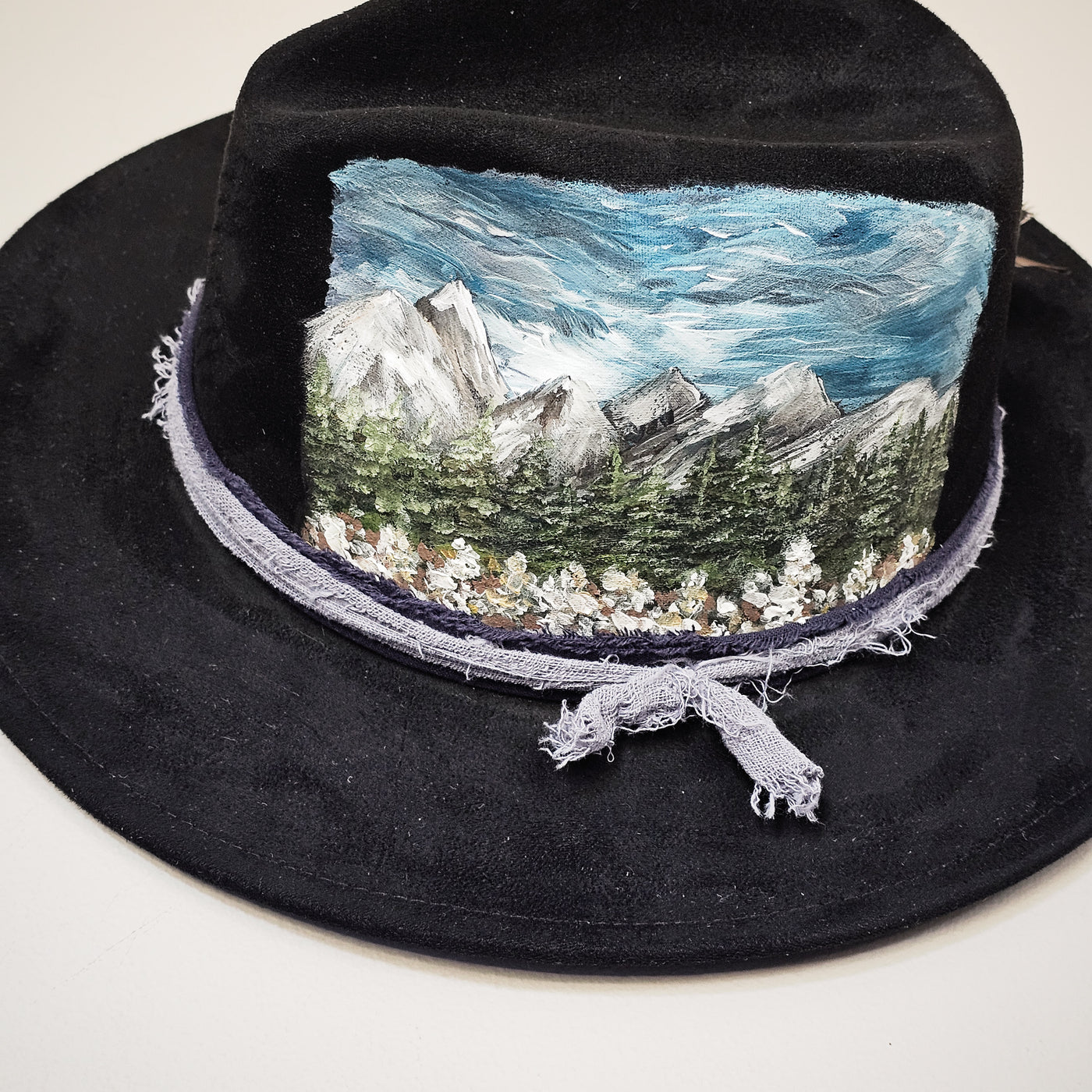 The Rockies || Black Hand Painted Skinny Brim Hat