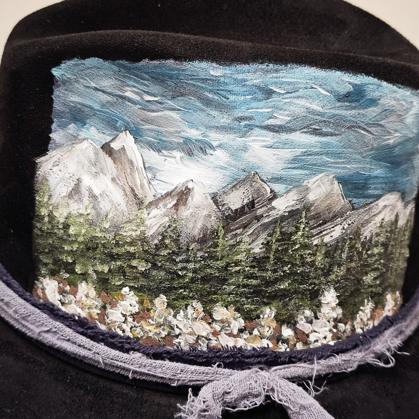 The Rockies || Black Hand Painted Skinny Brim Hat