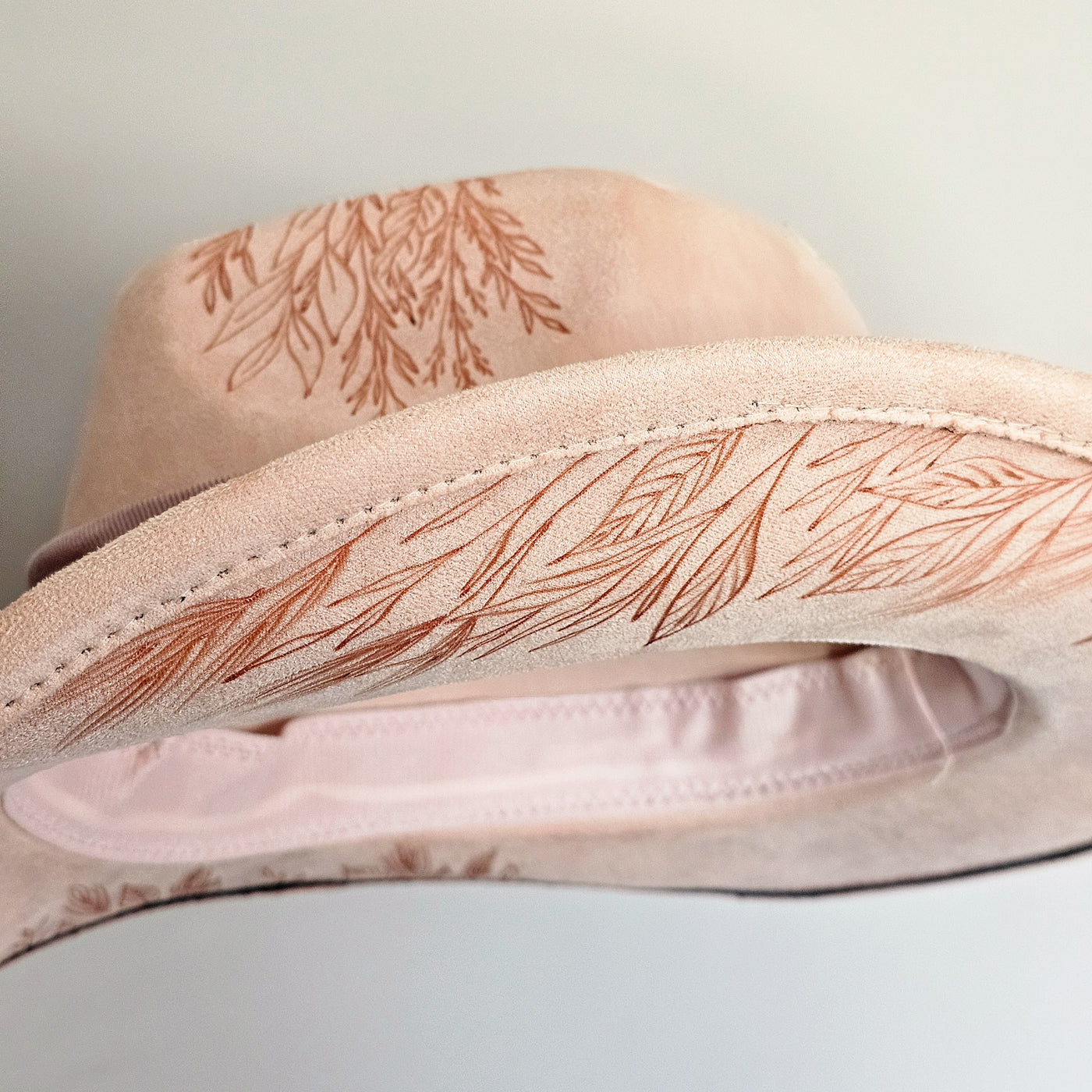 Country Glam || Peachy Pink Burned Skinny Brim Cowboy Style Hat