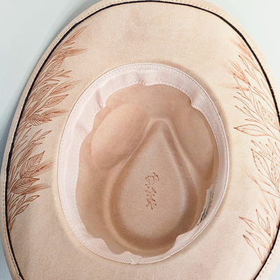 Country Glam || Peachy Pink Burned Skinny Brim Cowboy Style Hat