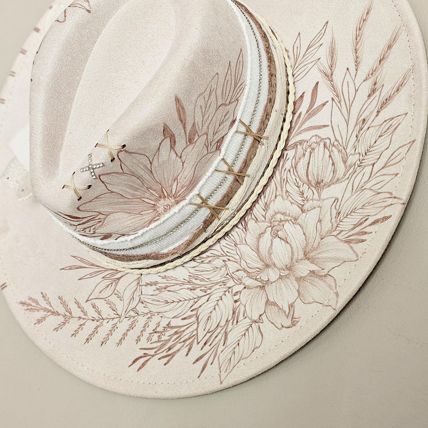 I think I Wanna Marry You || Ivory Suede Burned Wide Brim Hat