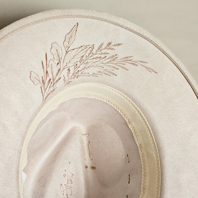 I think I Wanna Marry You || Ivory Suede Burned Wide Brim Hat