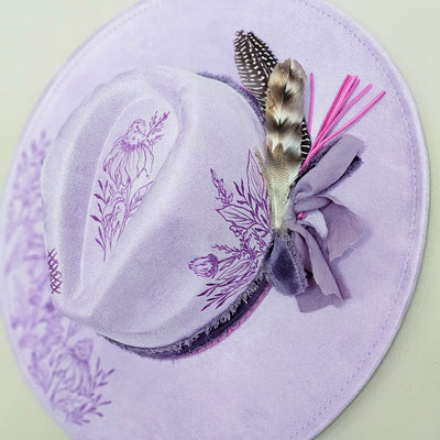 Whimsy || Light Purple Suede Burned Wide Brim Hat