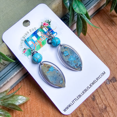 Turquoise Howlite +Mixed Metal Earrings