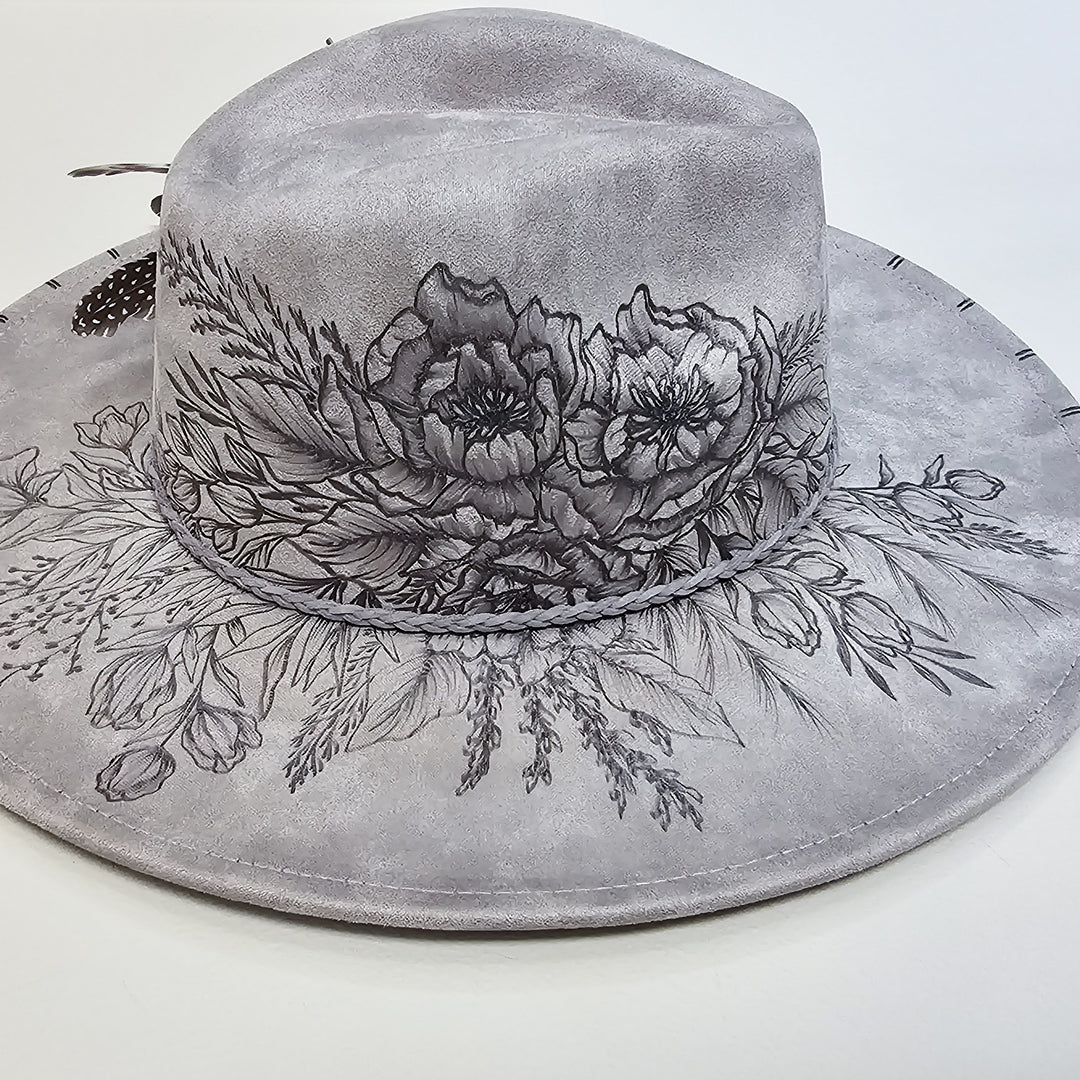 After the Rain || Gray Suede Burned Wide Brim Hat – Little  display picture 3
