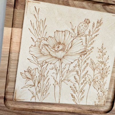 Poppy || Freehand Burned Wall Art || Wood Art