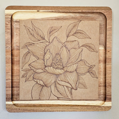 Magnolia || Freehand Burned Wall Art || Wood Art