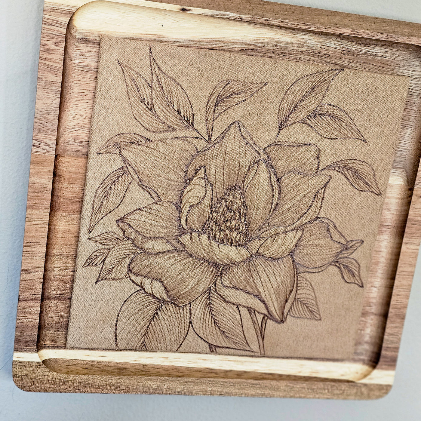 Magnolia || Freehand Burned Wall Art || Wood Art