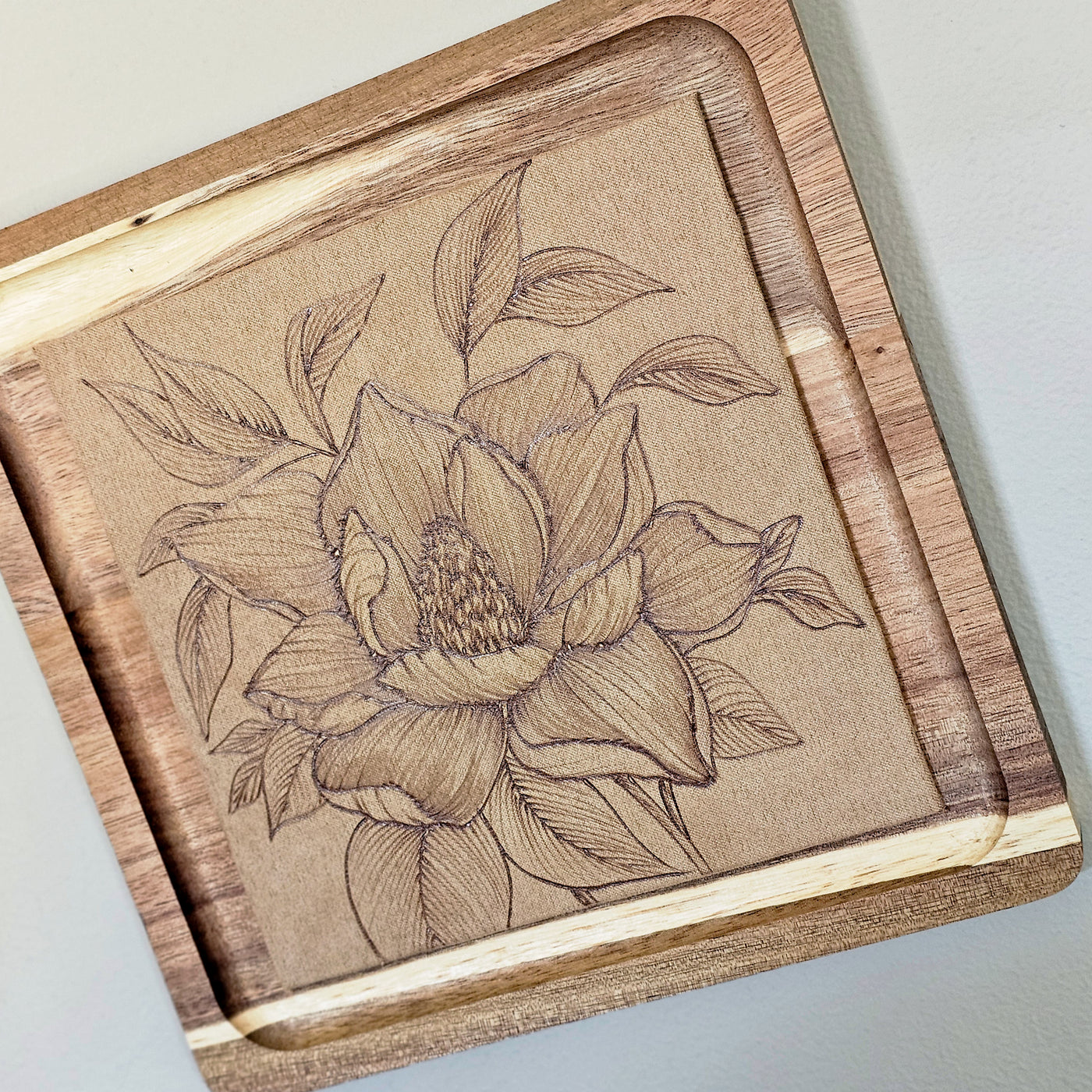 Magnolia || Freehand Burned Wall Art || Wood Art