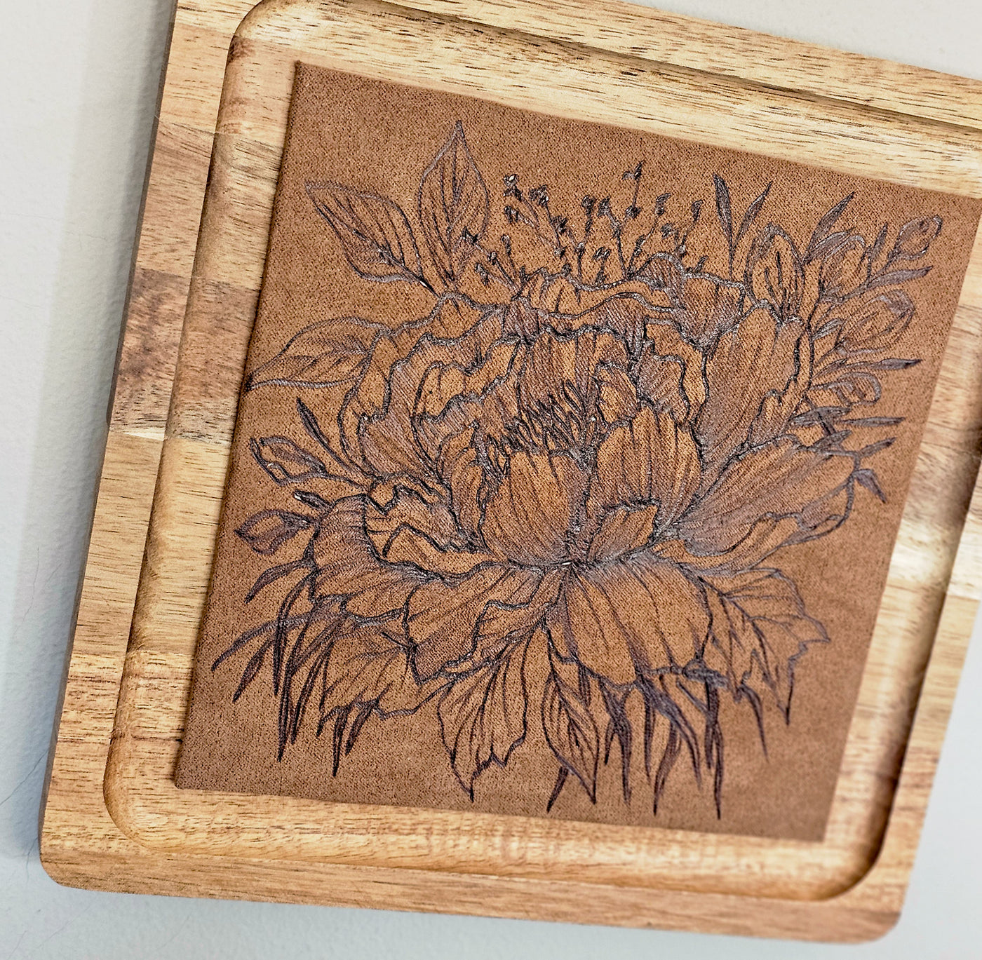 Peony || Freehand Burned Wall Art || Wood Art