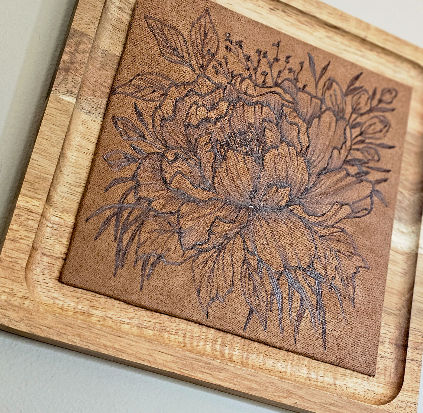 Peony || Freehand Burned Wall Art || Wood Art