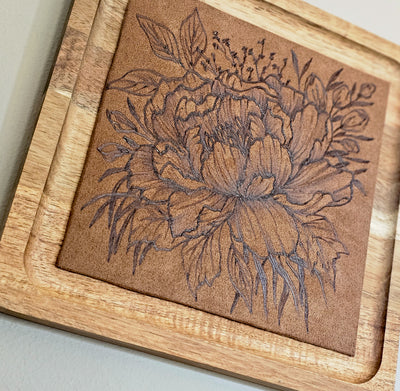 Peony || Freehand Burned Wall Art || Wood Art